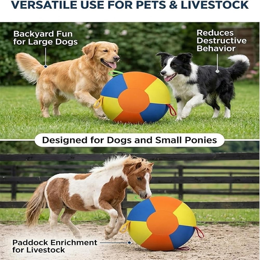 Calming Jumbo Ball for Dogs, Giant Herding Ball with Reinforced Handles & Fast Pump, Durable Tear-Resistant Interactive Toy for Large Breed Training Play