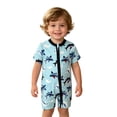 thumbnail image 4 of Weebloom Baby Boy Girl Outfits Footless Pajamas Zip Up Short Sleeve Romper Jumpsuit Toddler Bodysuit Soft Summer Sleepers Pjs Onesies Clothes Set Light Blue 18-24 Months, 4 of 4