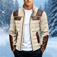 thumbnail image 6 of WIZUTIZ Padded Jacket For Men Stand Collar Zip Up Long Sleeve Pockets Quilted Warm Coat Casual Winter Outerwear Black Navy, 6 of 6