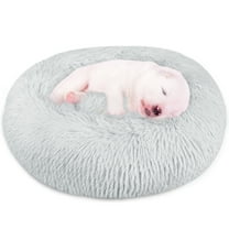 PETORO Dog Bed, Cat Bed, Pet Bed, Anti-Anxiety Machine Washable Donut Bed, Grey, Small