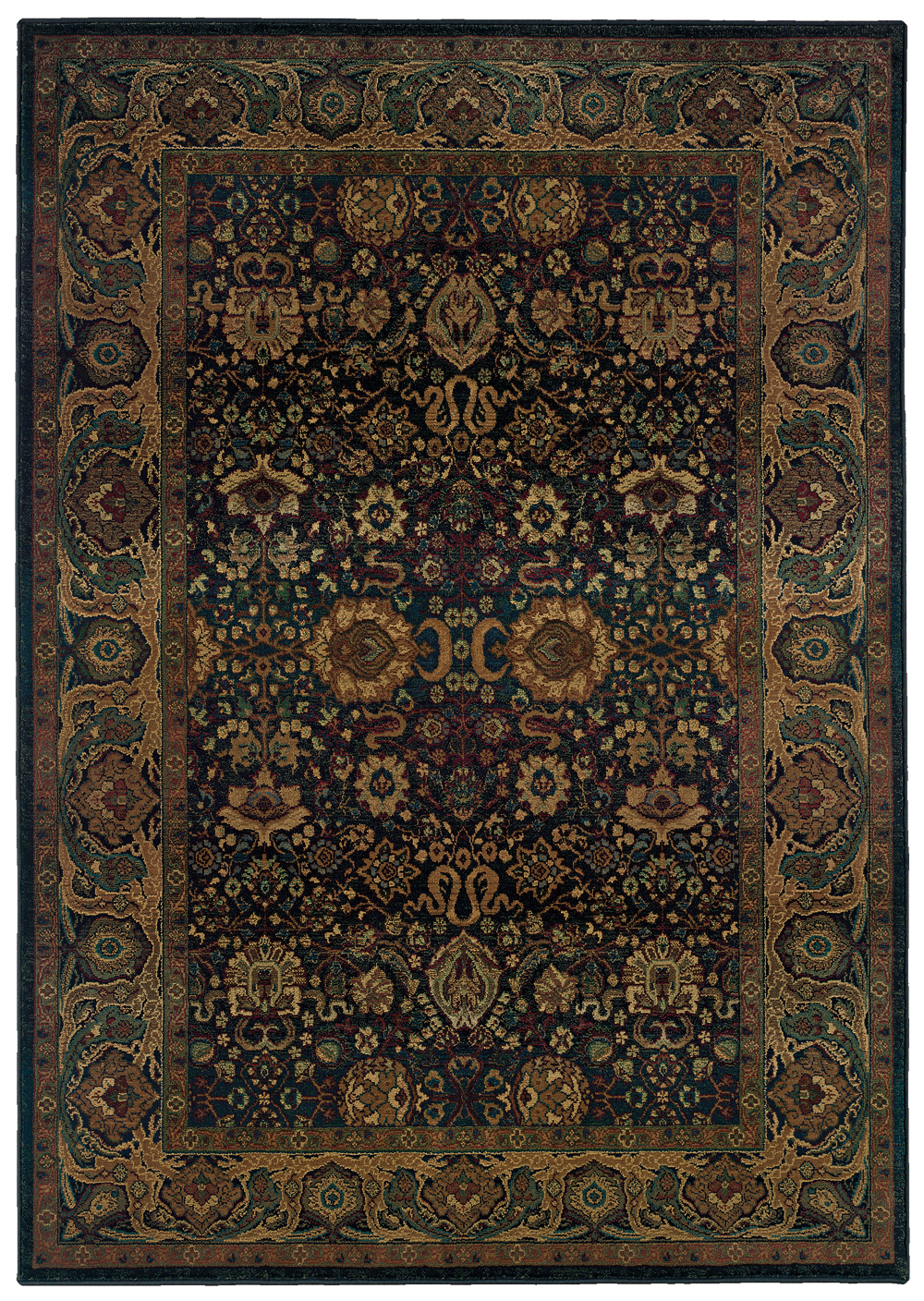 Sphinx Kharma Area Rug 332X4 Traditional Blue Scrolls Bordered 4' x 5