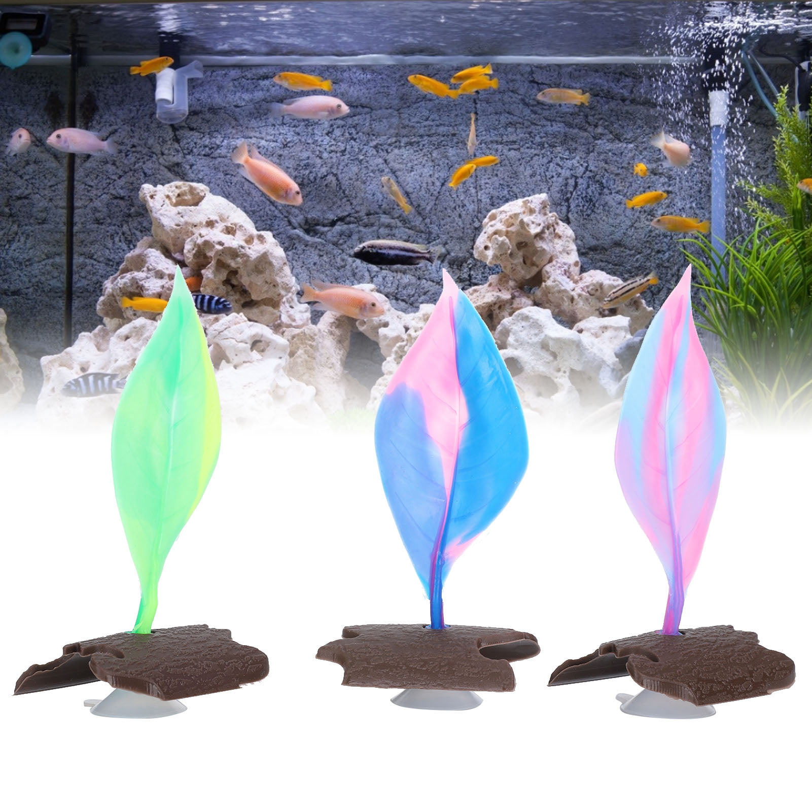 Artificial Luminous Silicone Water Plants Ornament Aquarium Fish Tank Landscape 