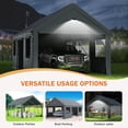 thumbnail image 2 of 10 ft. W x 16 ft. D Carport Canopy with Side Doors, Heavy Duty Car Ports with Sidewalls, Drive Through Portable Garage, Grey, 2 of 9