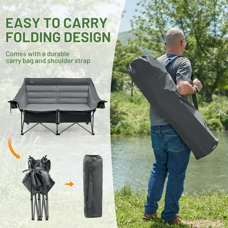 TIMBER RIDGE Heavy Duty Double Camping Chair 600 lbs Capacity