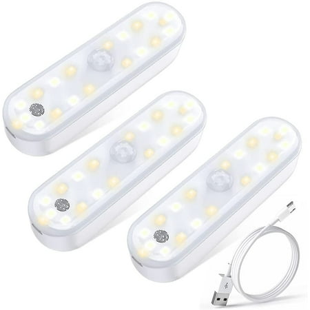

Goodhd 3 Colors Dimmable Motion Closet Lights Rechargeable Wireless LED Lights