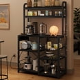 thumbnail image 4 of Bakers Rack with Power Outlet, Coffee Bar with Wire Drawer, Industrial Microwave Stand, Kitchen Buffet Table with Large Storage, 6-Tier Kitchen Storage Rack with Hutch, Rustic, 4 of 9