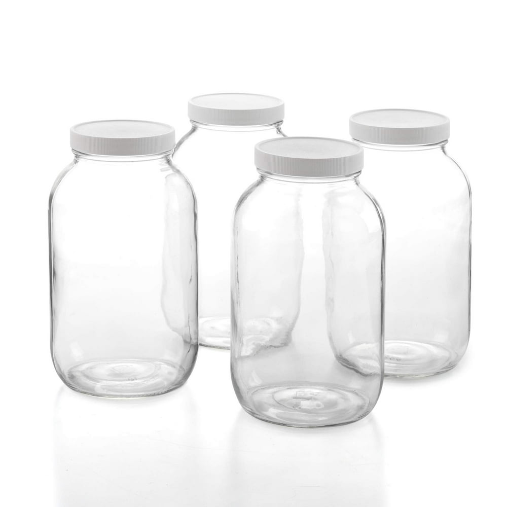 1790 Half Gallon Glass Jars (64oz) Includes Airtight Lids, Muslin