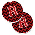 thumbnail image 1 of Carolines Treasures CJ1047-RCARC Lettre R Chevron Noir & Rouge Ensemble de 2 Porte-Gobelets sous-Verre de Voiture, 1 of 1
