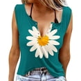 thumbnail image 4 of Camisetas para Mujeres Flores Plantas Impresión Suelta Cuello Redondo Top sin Mangas, Camisetas de Verano para Mujeres, 4 of 5