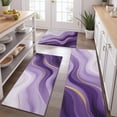 thumbnail image 2 of Purple Gold Wave Marble Kitchen Rugs Sets Of 3,Kitchen Runner Rugs Non Skid Washable,Decorative Kitchen Floor Mats for Kitchen,Sink,Laundry,17"x30"+ 17"x47" + 17"x59", 2 of 6