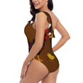 thumbnail image 4 of Gukieu Chicken Farm Animal Print One-shoulder Ruffled One-piece Swimsuit with Removable Chest Pads and Tummy-control Swimsuit for Women-Small, 4 of 6