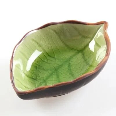 CHUNTIAN 1pcs Leaves Ceramic Saucer Kitchen Multi-Purpose Seasoning Dish Small Dish Crackle Glaze Seasoning Sauce Vinegar Tableware