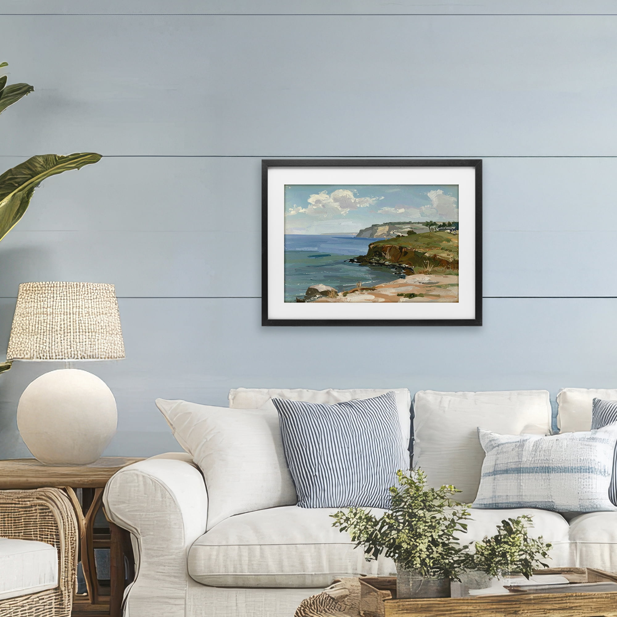 Stupell Industries Along The Shore Scenery Black Framed Print Under Glass, design by Alonza Saunders