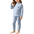 thumbnail image 5 of QSXADF Kid's Fall/Winter Fuzzy Casual Fleece Set Graphic Long Sleeve Tight Letter Thermal Top Pant 2 Piece Set For Home Wear Children Clothing Set, 5 of 6
