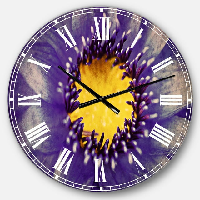 DesignArt Blue Lotus Close up Watercolor Large Wall Clock
