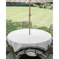thumbnail image 2 of Outdoor Tablecloth with Umbrella Hole Zipper Black Gray Grid Round Tablecloth 60" Waterproof Outside Table Cloth Modern Minimalist Striped Pattern Patio Table Cover Tablecloths for Picnic Party, 2 of 8