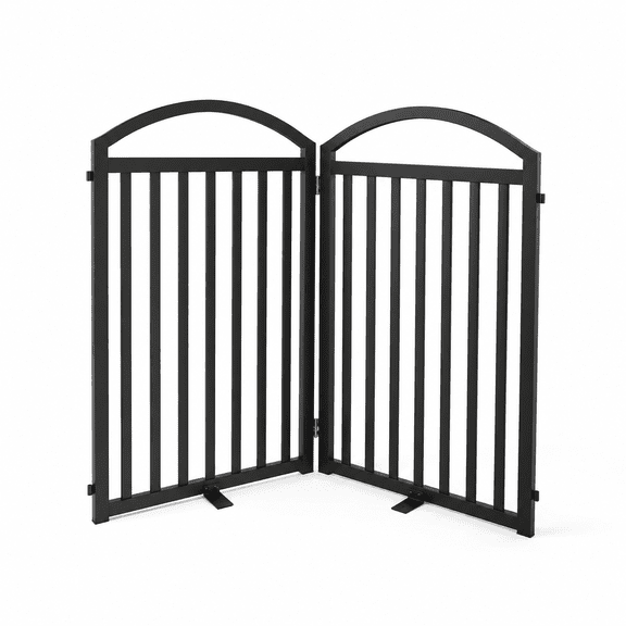 2 Panels Full Matel Freestanding Dog Gates 48" Extra Wide 32" Tall Free Standing Pet Gate For Indoor & Outdoor. Foldable Fences D
