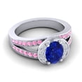 thumbnail image 3 of 2.35 Carat Oval Cut Blue Sapphire & Pink Sapphire Gemstone Shiny Anniversary Ring for her 18K White Gold Size 8.5 by Diamond-Capitals, 3 of 8