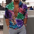 thumbnail image 1 of Camisa floral para hombre, camisas con estampado 3D de hojas tropicales, camisa hawaiana de moda para hombre, blusa informal de manga corta para playa, camisa con solapa para hombre y niño, 1 of 6