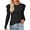 Black, variant on WREESH Womens Fashion Dressy Tops Solid Color Jacquards Round -Neck Long Sleeve Loose T-Shirt Pullover Navy