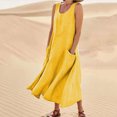 thumbnail image 3 of Tumotour Linen Dresses for Women Sleeveless Long Dress Tank Sundress Round Neck Summer Casual Tshirt Dress Flowy Beach Sundress with pockets, 3 of 9
