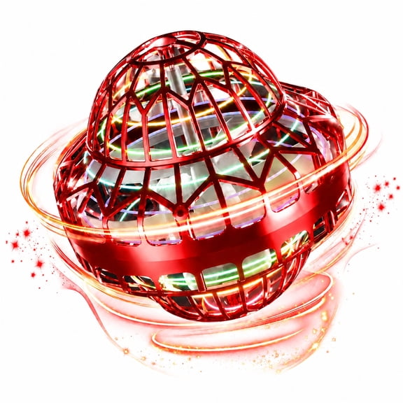 SKYQITIAN Flying Orb Ball Toys wth Led Lights 2026, 360°Soaring Hover Boomerang Spinner, Upgraded Version Hovering Ball Drone UFO, Adults Outdoor Birthday Gift Cool Stuff for Boys Girls, Red