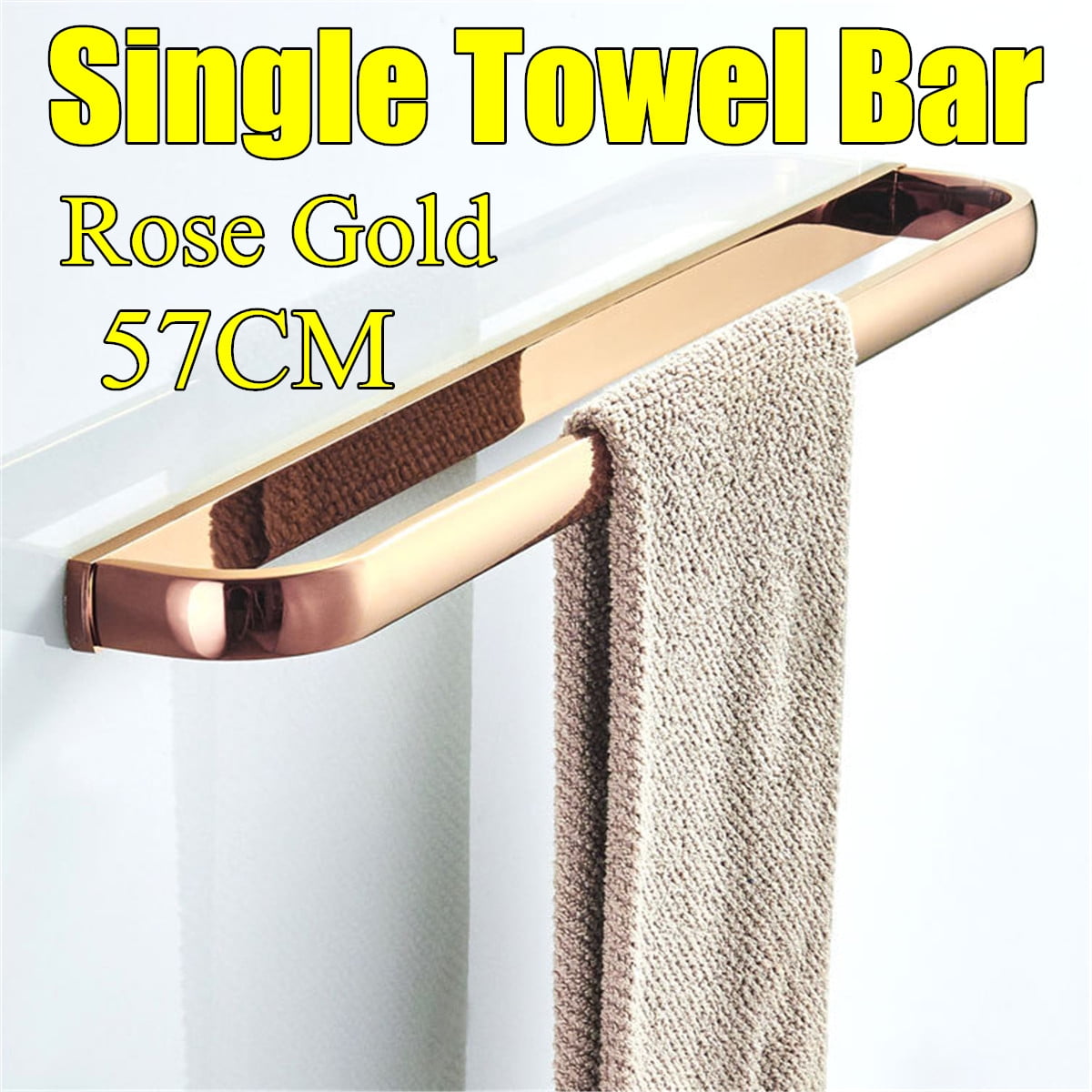 57cm Rose Gold Bathroom Single Towel Bar Brass Wall Mounted Towel