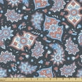 thumbnail image 1 of Paisley Fabric by the Yard, Persian Teardrop Motifs with Curved Tip Curved Stripes Floral Design, Decorative Upholstery Fabric for Sofas Home Accents, 10 Yards, Coral Pale Blue Black by Ambesonne, 1 of 4