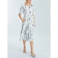 thumbnail image 3 of ZAXARRA Robe Longue pour Femmes, Élégante Robe d'Été Décontractée à Manches Courtes Col Rond Imprimé Fleur/encre, 3 of 9