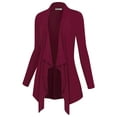 thumbnail image 2 of Made by Johnny Women's Drape Front Open Cardigan Long Sleeve Irregular Hem S-5XL Plus Size XXXXXL WINE, 2 of 6