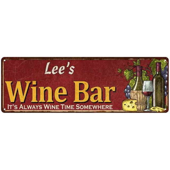Lee's Wine Bar Red Gift Home Kitchen Decor 6x18 Sign 206180056332