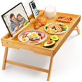 thumbnail image 2 of Bamboo Bed Tray Table, Large Breakfast Tray with Folding Legs, Multipurpose Serving Tray Use As Portable Laptop Snack Table, for, 2 of 8