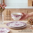 thumbnail image 2 of Onader 12 Piece Tableware Set, Rose Floral Dinnerware Set for 4, Ceramic Plates and Bowls Sets for Home Kitchen Restaurant, Scratch Resistant & Microwave Safe, Purple, 2 of 9
