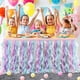thumbnail image 2 of Falda de mesa de sauce rizado con unicornio arcoíris para baby shower, fiesta de cumpleaños, mantel esponjoso de doble capa para rectángulo (9 pies), 2 of 5