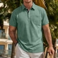 thumbnail image 7 of GrmtClth Polo Shirts for Men Business Collared Golf Shirt Trend Short Sleeve Top Summer with Pocket Tee with Button Mint Green XL, 7 of 7