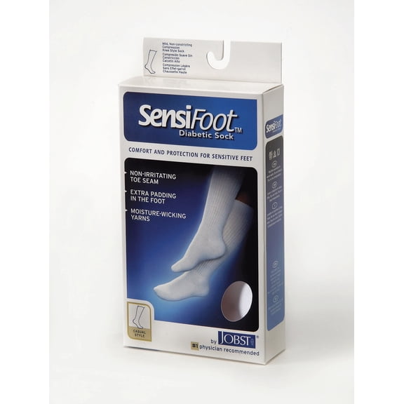 JOBST SupportWear SensiFoot Knee High Socks 8-15 mmHg White Small 1 Pair