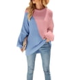 thumbnail image 1 of Seyurigaoka Women Color Blocking Knitted Sweater Long Sleeve Round Neck Sweater, 1 of 5