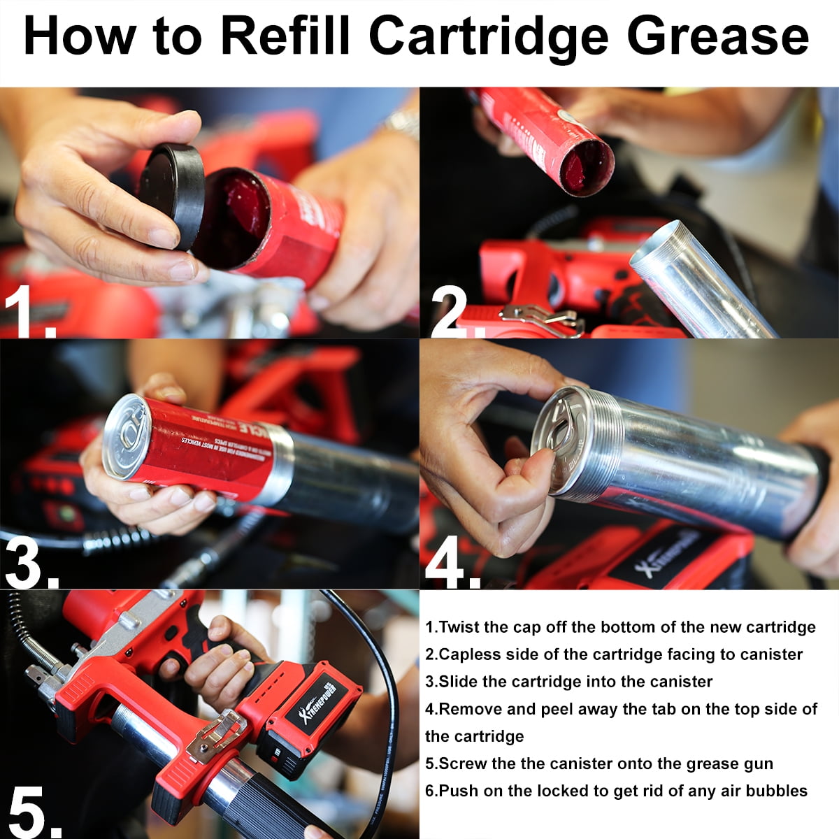 XtremepowerUS 20V Cordless Grease Gun Kit, Brushless, 47” Long Hose, 10,000 PSI, Variable Speed Triggers, With Battery & Charger
