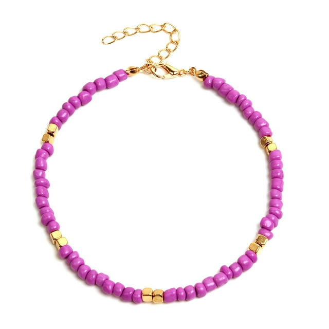 Coofit Bracelet de Cheville Femme Ajustable Mode Fait Main Bracelet de Cheville de Plage Perlé