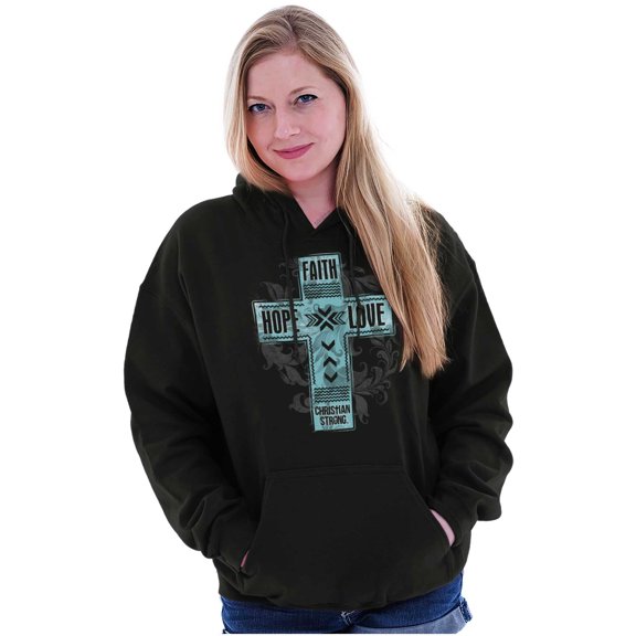 Faith Hope Love Cross Christian Hoodie Sweatshirt Women Brisco Brands S