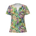 thumbnail image 2 of Uemuo Blooming Cactus Drawing Women's Deep V-Neck Low Cut Tops - Casual Loose Fit with Stainless Steel Loop, Soft, Breathable, Perfect for Office, Travel, and Daily Wear-X-Large, 2 of 5