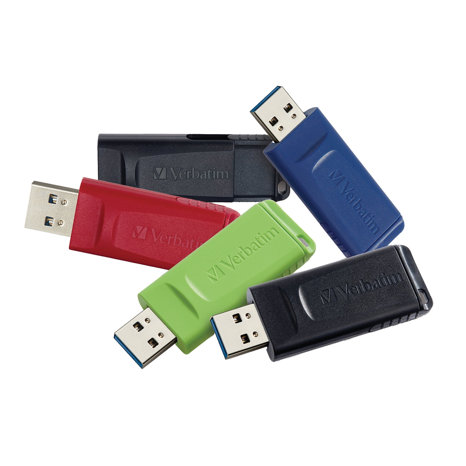 Verbatim 32-GB Store ‘n’ Go USB-A Flash Drives, 5 Count, Assorted Colors