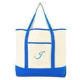 thumbnail image 2 of DALIX Women's Canvas Tote Bag Satchel Shoulder Bags Royal Blue Monogram J, 2 of 8