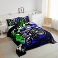 thumbnail image 3 of Manfei Motorcycle Motocross 2pcs Bedding Comforter Set,Honeycomb Grid Twin Comforter Sets,Blue Green Bedding Set,Super Cozy Sport Bedroom Decorative,Reversible, 3 of 8