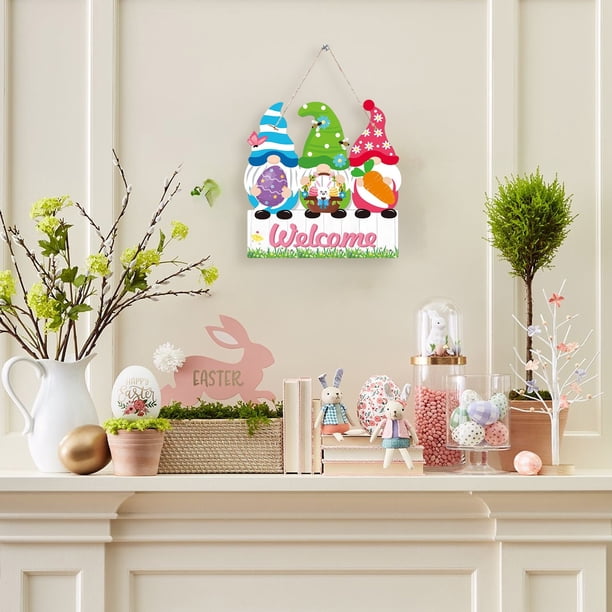 Easter Bunny Decoration Hanging Easter Egg Wooden Hanging Decoration Holiday Party Wall Decoration Pendant
