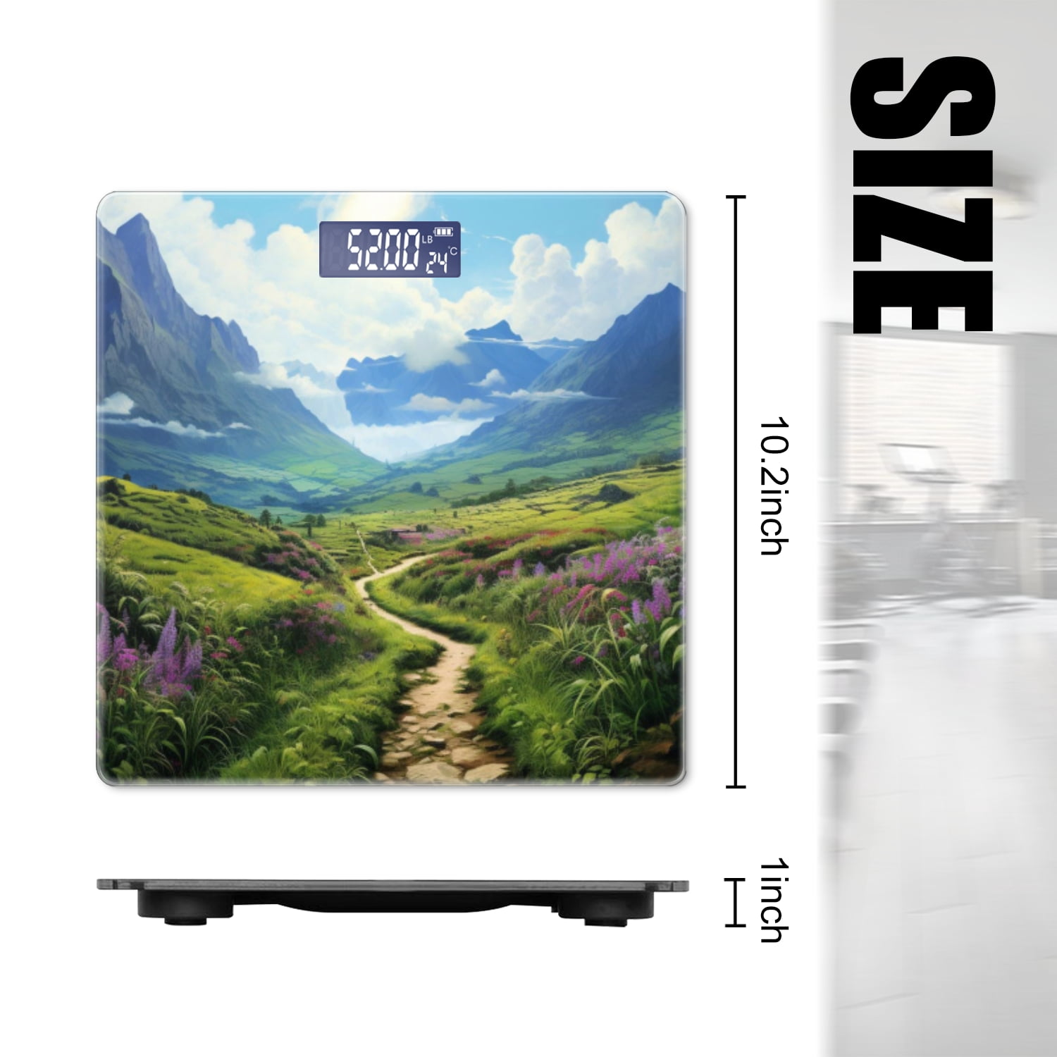Bathroom Scale, Highly Accurate Digital Body Scale,Precisely Measures Weight up to 400 lbs-Winding Path Leading Through Lush Green Meadows