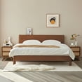 thumbnail image 2 of YOCWO Linen Nightstand with 2 Drawer for Bedroom, Mid Century Bedside Table with Curved Edges, Walnut, 15.75"W, 21.66"H, 2 of 8