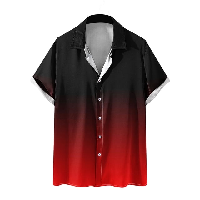 HKEJIAOI Hommes Casual Boutons Imprimés Col Rabattu Chemise à Manches Courtes Chemisier