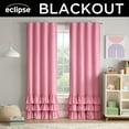 thumbnail image 3 of Eclipse Kids Tiered Ruffle Solid 100% Blackout Back Tab 84" long x 40" wide Curtain panel in Pink, 3 of 10