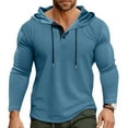 thumbnail image 7 of WTOBBY Men's Hooded Button-Up Long Sleeve T-Shirt Casual Three-Button Design, Comfortable Solid Color Top for Daily Wear, Layering, and Cool Weather Outfits,Light Blue L, 7 of 7